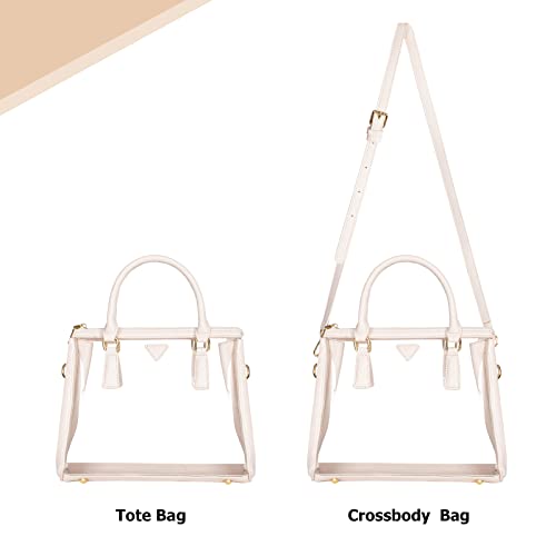 Joryin Clear Bag for Women Clear Bags Stadium Approved Clear Tote Bag with Zipper Crossbody Bag Clear Purse Fashion Satchel Bag Handbag Transparent Bag Cream